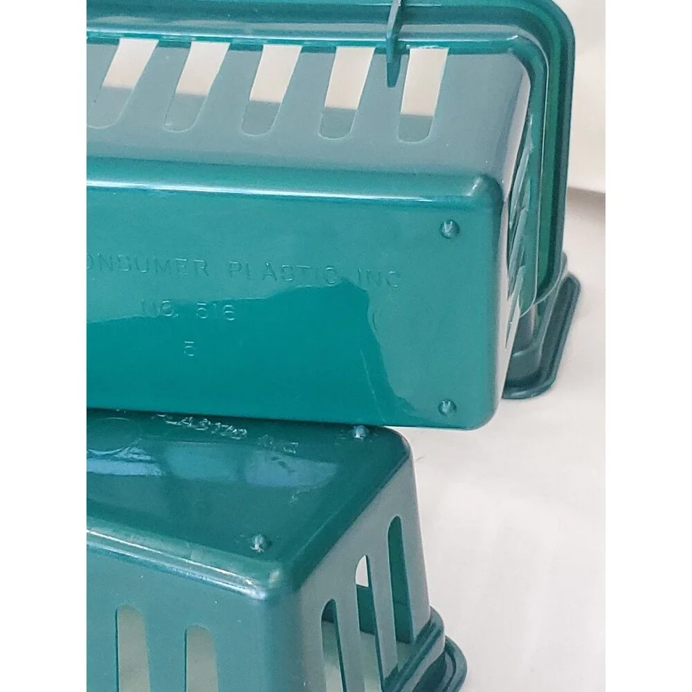 Vntg. Ekco Consumer Plastics Inc. Green Organizer Baskets (Lot Of 3)Storage(516)